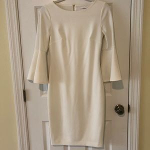 White Calvin Klein Dress Bell Sleeves